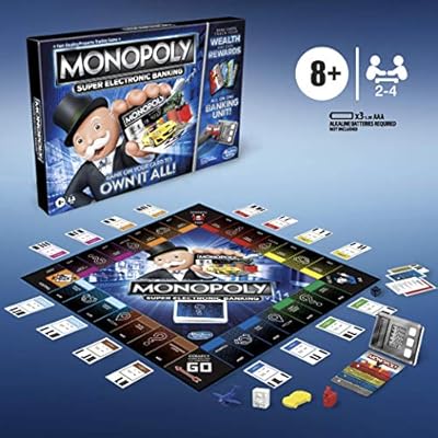 Monopoly Super Electronic Banking Board Game Electronic Banking Unit Choose Your Rewards Cashless Gameplay Tap Technology For Ages 8 And Up Amazon Sg Toys Games