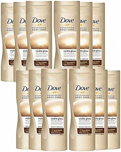 12x Dove Visible Glow Self Tan Lotion Medium to Dark Gradual 400ml