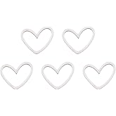 5Pcs Heart Charms Hollow Frame Pendant Connector Open Bezel Frames Heart Linking Rings Beading Hoop Earrings for Necklace Bracelet Jewelry Making Resin Craft