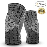 Dimiyer Compression Knee Brace Sleeve for Running Meniscus Tear Arthritis Weightlifting CrossFit Yogaing Recovery Lightweight Support Knee for Men and Women (2 Piece Black, Medium)
