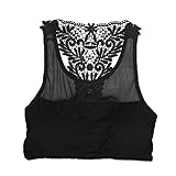 WANGSCANIS Lady Women's Sexy Hollow Out Crochet Knit Halter Flower Embroidered Tassel Bikini Tops Crop Tank Cami Swimwear Brown