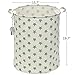 Sea Team 19.7 Inches Large Sized Waterproof Coating Ramie Cotton Fabric Folding Laundry Hamper Bucket Cylindric Burlap Canvas Storage Basket with Stylish Stars Design (19.7