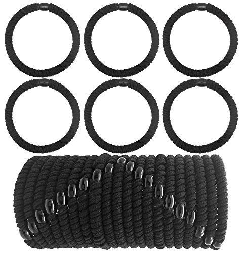 Fashion & Lifestyle Hair Ties Ponytail Holders - Large Boutique Girls Stretchy Elastic Hair Ropes Bands Styling Accessories for Women and Ladies Pack of 20, Black