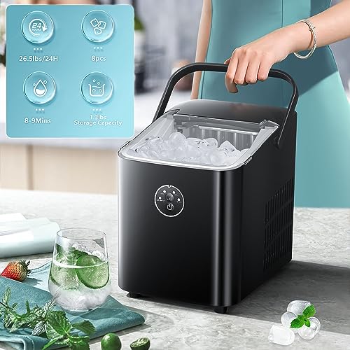 ZAFRO Ice Maker Countertop Ice Machine, 2 Sizes S/L 8 Bullet Ice Ready