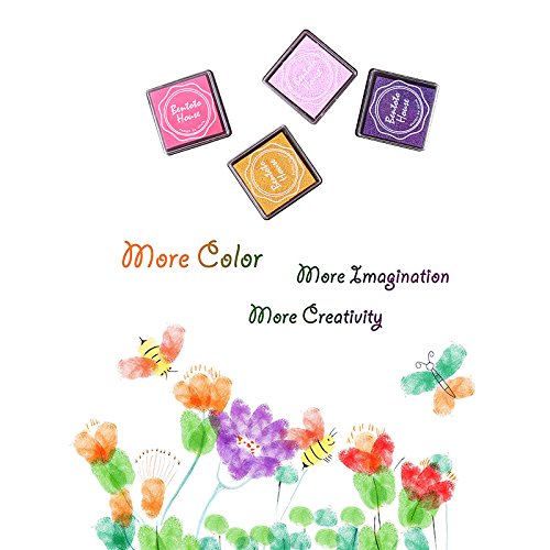 LOVOUS 20 Colors Rainbow Craft Finger Ink pads for Rubber Stamps Card Making Preschool Kids Finger Painting Training Washable Ink Pad Non-toxic - Thumbnail 7