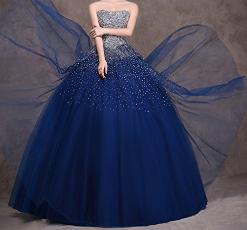 BessDress Strapless Sequin Ball Gown Tulle Sweet 16 Dresses for Girls BD084