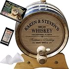 1 Liter Personalized American Oak Whiskey Aging Barrel (063) - Custom Engraved Barrel From Skeeter's Reserve Outlaw Gear - MADE BY American Oak Barrel - (Natural Oak, Black Hoops)