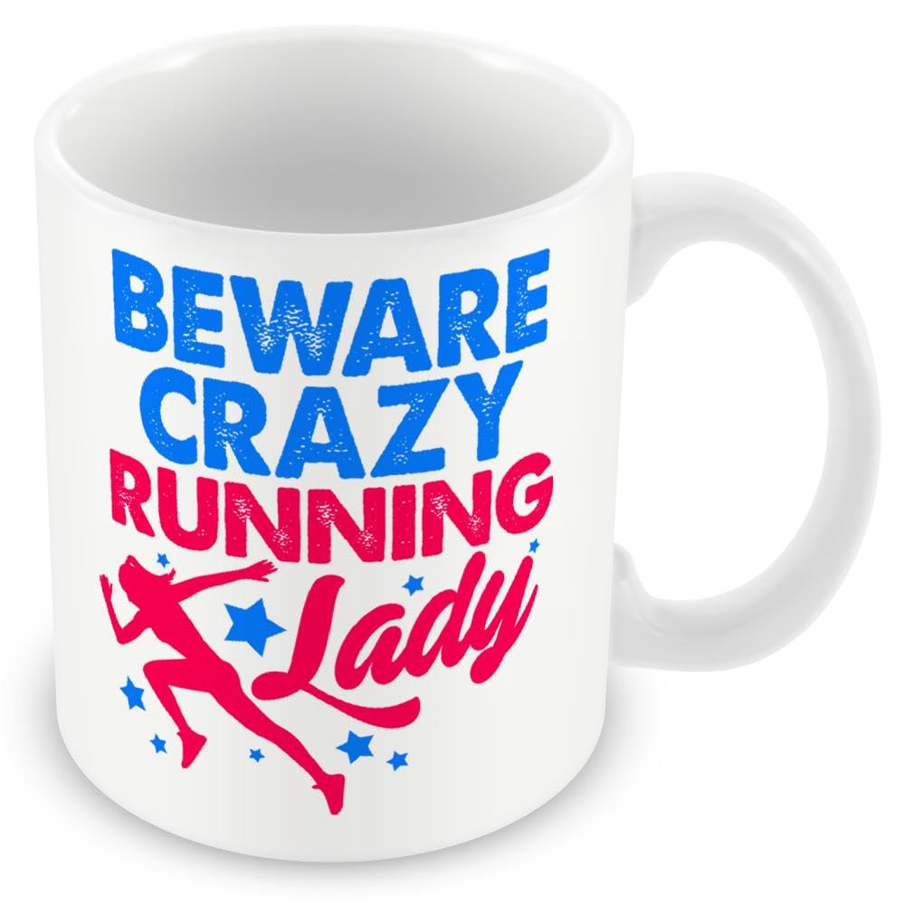 Mug Gift for Runner/Running Enthusiast - Beware Crazy Running Lady