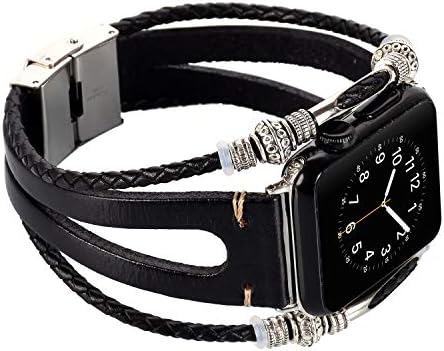 Originality Rose For iWatch Straps 38mm, Series 4 40mm Leather Jewelry Band Smart Watch Beaded Bracelets Handmade Watch Band Bangle For Apple Watch Series 1 2 3 Sport Nike + Edition