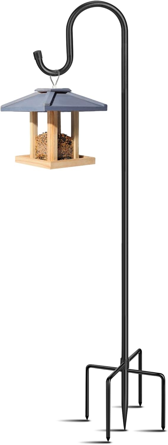 Outdoor Shepherd's Hooks - Adjustable Shepards Hooks for Outdoor 48 Inches with 5 Prong Base,Shepherds Hooks for Outdoor,Stand Pole for Humming Bird Feeder for Hanging Solar Lights,Mason Jar,Outdoor Garden Wedding Decor (48in)