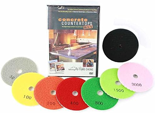 Specialty Diamond DVD-K4 Complete Polishing Kit Includes 8 Piece 4 Inch Diamond Polishing Pads and Backer Pad with DIY Concrete Countertop Fu-Tung Cheng Learning DVD