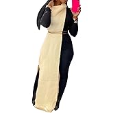 Famnbro Women's Sleeveless Turtleneck Sweater Sexy High Slit Long Maxi Dress Ribbed Knitted Top