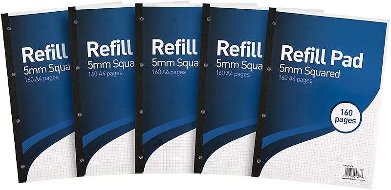 Summit A4 Refill Pad 5 mm Squared 160 Pages Pack of 5 70 gsm 4 Hole