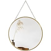 Small Hanging Circle Mirror, Gold Wall Mirror with Hanging Chain, Round Mirrors for Wall Decor Entryway, Bathroom, Bedroom, Vanity, Living Room, 10"