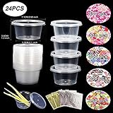JVIGUE Slime Containers, 24 Pack slime storage containers lids Slime 4 oz, Including Slime Making Kit Kids Homemade Slime