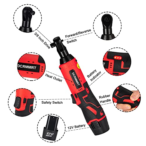 12V Cordless Electric Ratchet Wrench Ratchet Tool Kit 3/8" Cordless