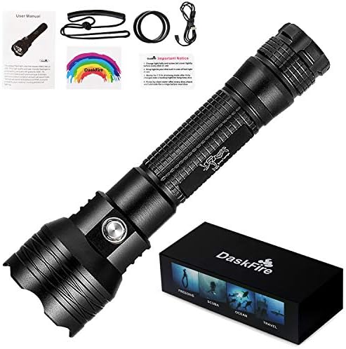 Dive Light, Rechargeable Underwater Flashlights with USB Charger, Battery, Super Bright 1000 Lumen as Scuba Diving Light Torch Camping Lantern (Diving Lights)