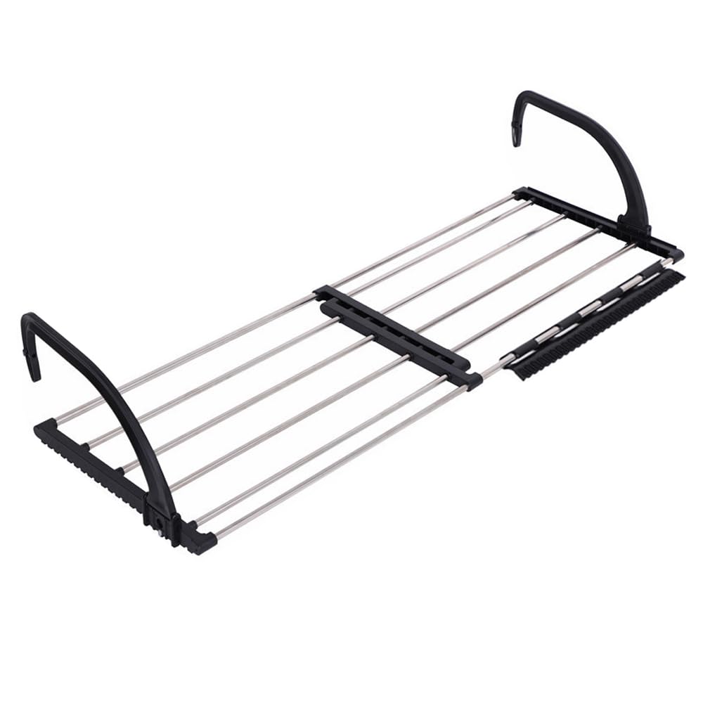 ONEBO 1 Pcs Black Radiator airer,Expandable left and right Clothes Dryer Rack Rail,Over Door Hanging Rail,for Hanging Clothes Towel Underwear Shoes Socks(45x38cm)