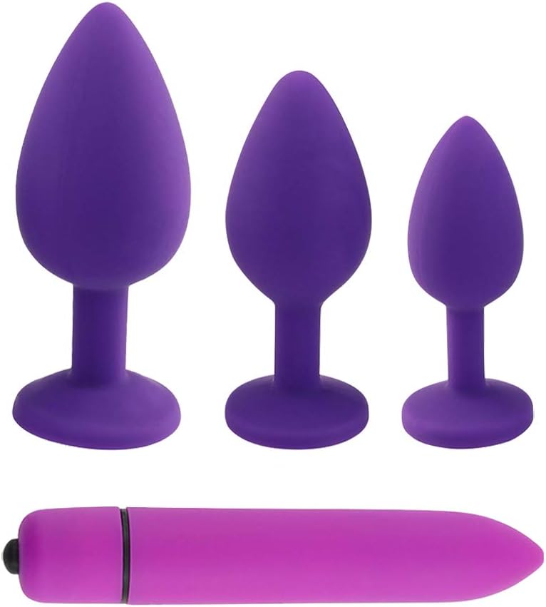 Silicone Trainer Kit,Stimulator Beginners Starter Set Silicone Plugs Toys for Women and Men Soft Share Pleasure Trainer Kits (purple)