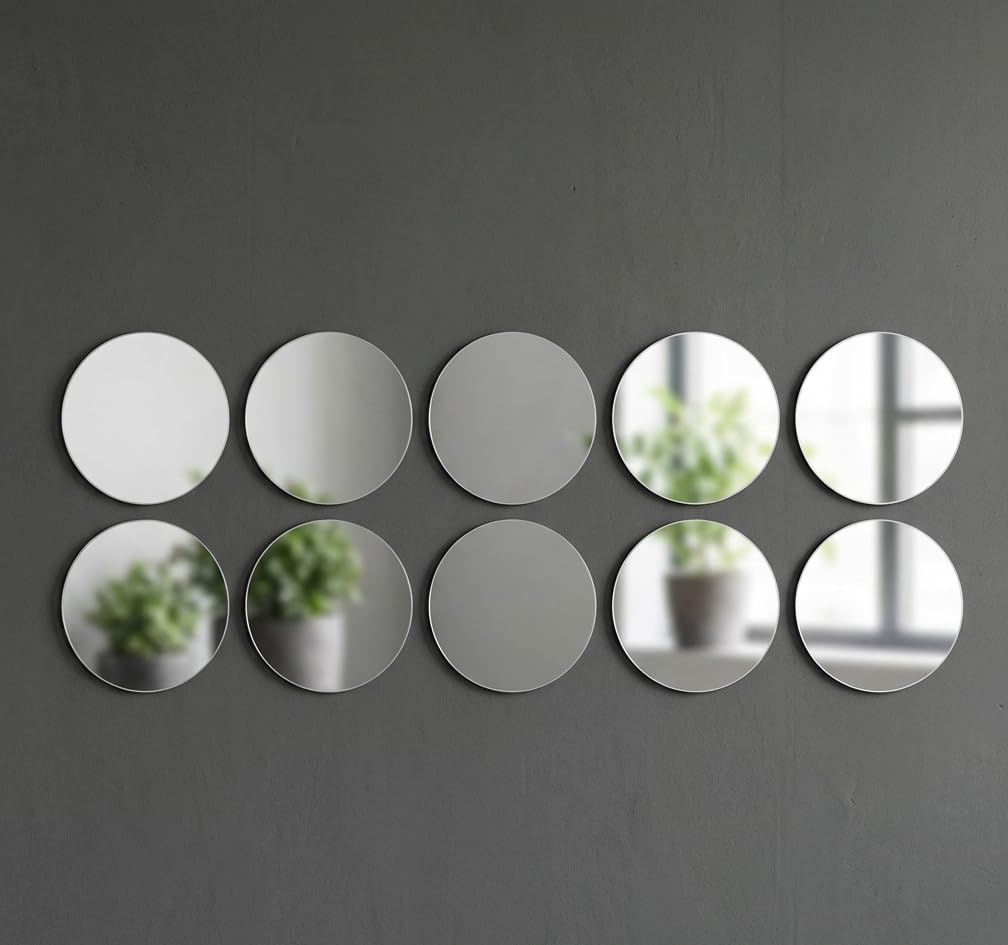 Pack of 10 Circle Mirror Tiles – 8cm