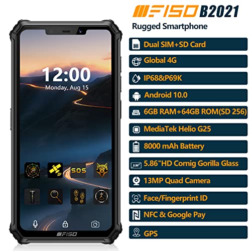 Rugged Smartphone Unlocked OUKITEL F150 6GB+64GB(SD 256G) 8000mAh Android 10 Dual-SIM 4G Global 5.86