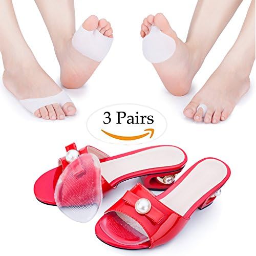 WolfuL Ball of Foot Cushions Half Toe Sleeve Metatarsal Pads Bunion Forefoot Cushioning 3 Pairs