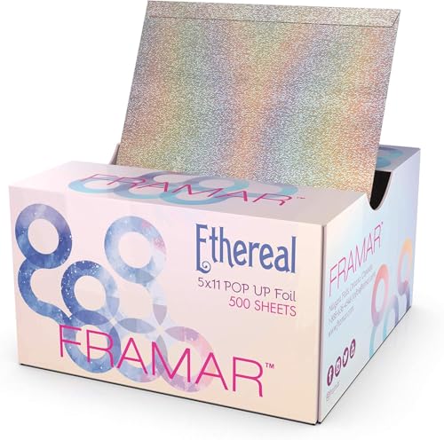 Framar Ethereal Hair Foils For Highlighting - Pop Up Hair Foil, Highlight Foils For Hair, Aluminum Foil Sheets, Salon Foils For Hair Stylist, Hair Dye Supplies, Non Slip 500 Pop Up Foil Sheets