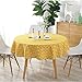 Lahome Geometric Series Pattern Tablecloth - Cotton Linen Round Table Cover Kitchen Dining Room Restaurant Party Decoration (Yellow Chessboard, Round - 60