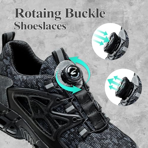GemChve Safety Shoes Men Lightweight Breathable Women's Safety Sneakers Steel Toe Cap Non-Slip Comfortable Work Shoes 3-12 UK