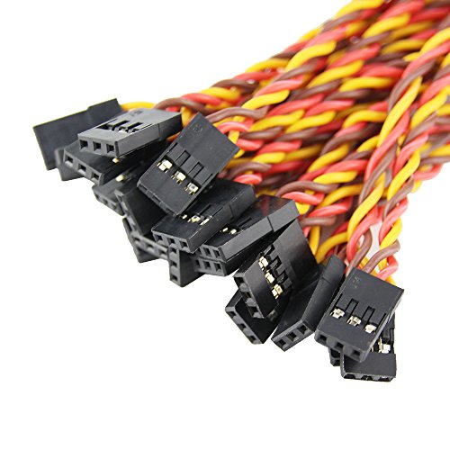 OliYin 20pcs Male to Male Plug Twisted Wiring 100mm 10cm 3.93inch 26AWG 30 Cores RC Servo Extension Lead Cable for Futaba JR