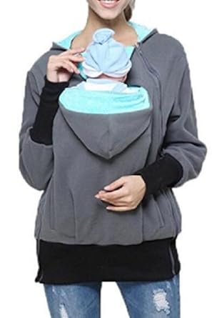 mom and baby hoodie carrier