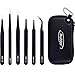 Mudder 6 Pieces Anti-static ESD Tweezer Kit Non-magnetic ESD Tweezers with Storage Bag