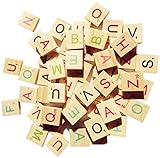 Abbaoww 500 Colorful Wooden Scrabble Tiles Letter Tiles Wood Pieces-Great for Crafts, Pendants, Spelling,Scrapbook