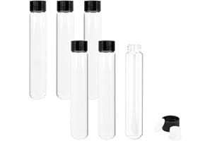 Cadbibe 30ml Glass Clear Test Tubes with Screw Caps and Plastic Stoppers, 22 x 120mm Liquid Small Leak-Proof Glass Test Tubes, 6PCS