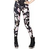 Sister Amy® Women's Printed Leggings - Buttery Soft Yoga Pants, High Waist Stretchy Tights for Workout, Plus Size Plum Blossom One Size