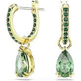 Swarovski Attract Crystal Drop Earrings, Green, Pink, Blue, Pink Stones, Pear and Round Cut Crystals, Part of the Swarovski Attract Collection