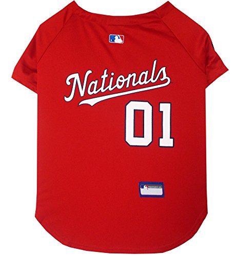 Pets First MLB WASHINGTON NATIONALS Dog Jersey, Small. - Pro Team Color Baseball Outfit