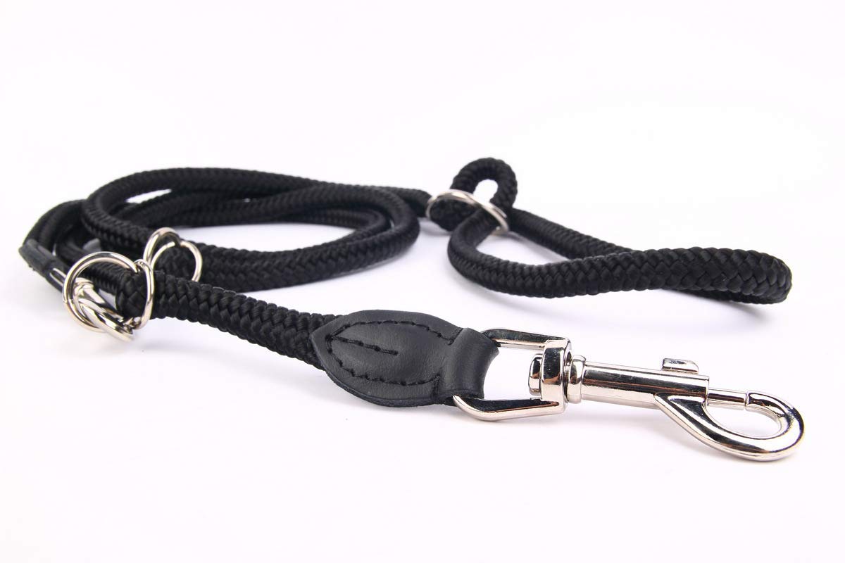 HOGACA Dog Lead 021 Round Soft Braided Fabric Band Diameter 10 mm / 220 cm Length 3-Way Adjustable