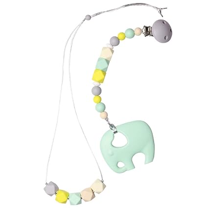 BellaJane Silikonschmuck Set I Mamakette und Clip-Beißkette Grün I Stillkette + Beisskette aus Silikon-Perlen I Baby Beschäft