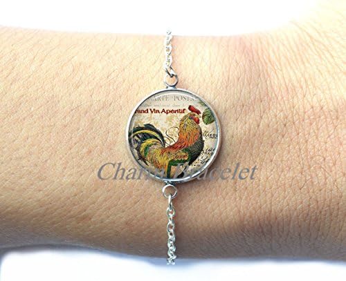 Charm Bracelet,Rooster Collage Bracelet, Rooster Bracelet chicken Bracelet rooster Bracelets chicken lover gift, farmer's Bracelet-ZE300