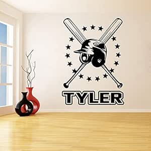 supmsds Béisbol Personalizado Nombre Personal Cruz Murciélago y Casco