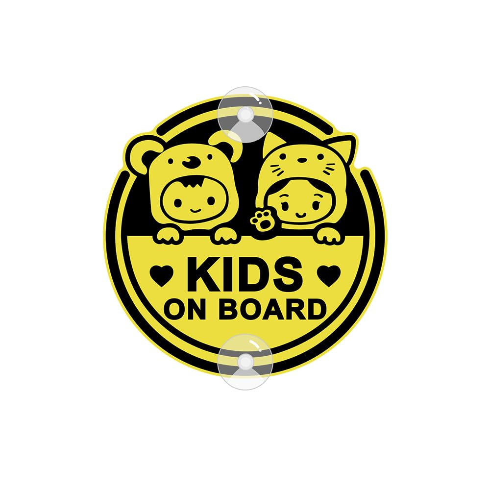 Photo 1 of ASSURED SIGNS Baby On Board Sign with Suction Cups,Baby Safety Warning Decal for Cars- Bright Yellow, Durable and Strong Suction (kids on board)