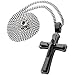 Cross Necklace for Men with Large Pendant and 24 Inch Curb Chain (Black)