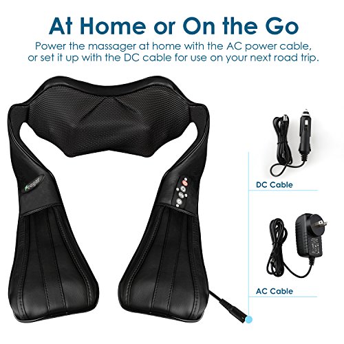 Feagar Shiatsu Neck & Shoulder Massager with Heat - Adjustable Intensity Deep Kneading Heat Therapy Massager with Car Adapter to Relieve Sore Muscles, Back Pain - Perfect for Car, Office Chair - Thumbnail 5