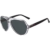 2020 VentiVenti Aviator Sunglasses For Men Polarized Lens Plastic Lightweight Double Bridge Frame UV Protection For Driving Transparent Grey Frame/Smoke Lens