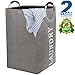 CLJ Laundry Basket Large Laundry Hamper Durable Handles Collapsible Laundry Basket Clothes Hamper Space Saving Storage Hamper Foldable Laundry Hamper for Kids for dorms (Grey Laundry Basket)