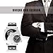 Men's Unique Analog Watch, Luxury Fashion Dress Quartz Wrist Watches with Comfortable Leather Band Large Face Dual Dial Cool Design Two Time Zone Silver