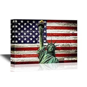 Statue of Liberty with Ameria Flag Backgroud