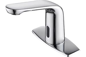 Luxice Chrome Touchless Bathroom Sink Faucet - Automatic Motion Sensor Battery Opertated for Commercial Lavatory Bathroom