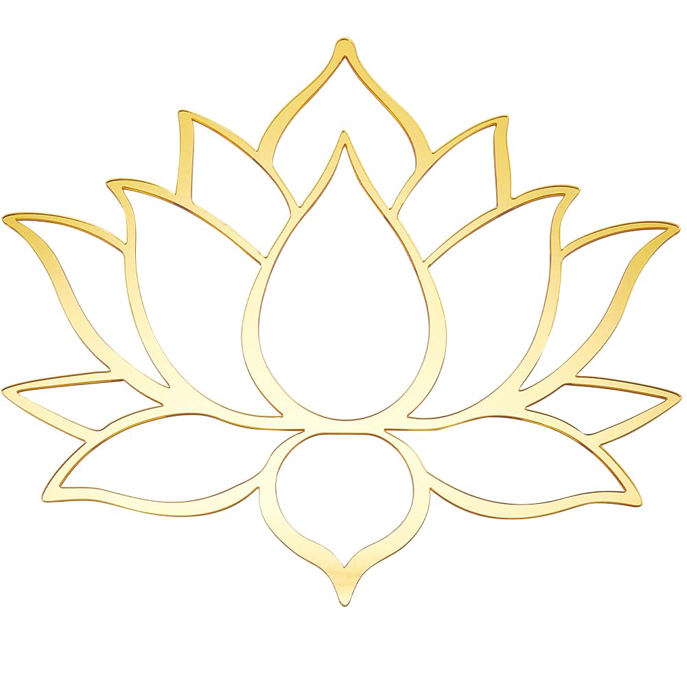 Photo 1 of CREATCABIN Mandala Lotus Acrylic Mirror Wall Stickers Flower 3D Mirror Decals Golden Mirror Modern Art Mural Wall Stickers Décor Self-Adhesion Removable for Living Room Bedroom Home 11.5 x10.2Inch